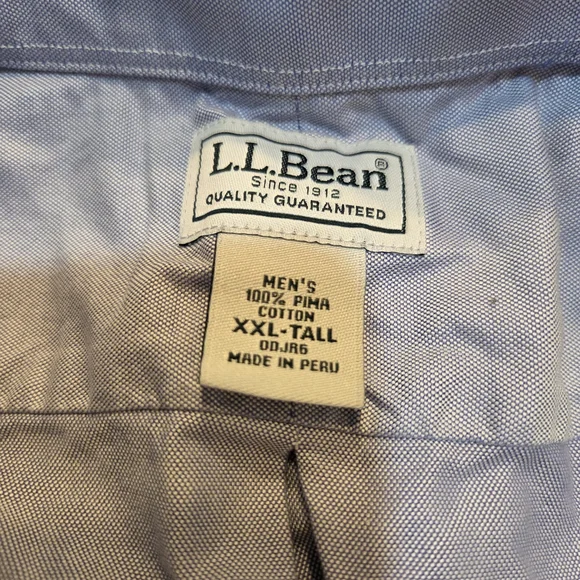L.L. Bean Button Down Casual Light Blue Shirt Long Sleeves Size 2XL 100%Cotton - Picture 4 of 7
